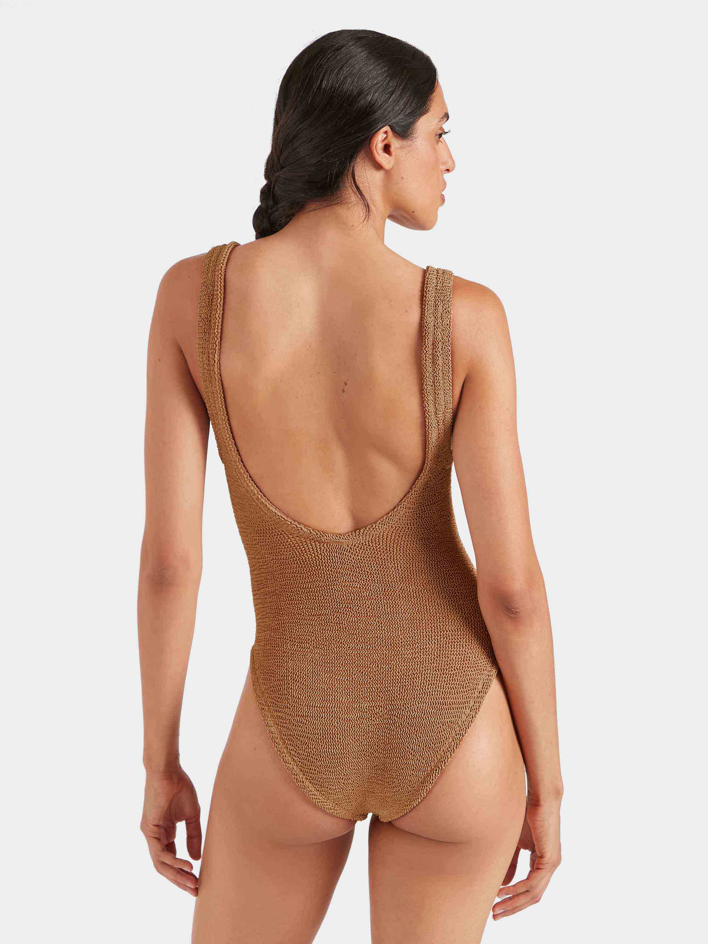LINGERIE/PJ/SWIM Domino Swimsuit in Metallic Cocoa Hunza G