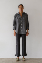 PANTS/SHORTS Rib Kick Flare Pant in Charcoal Grey Donni