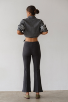 PANTS/SHORTS Rib Kick Flare Pant in Charcoal Grey Donni