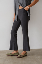 PANTS/SHORTS Rib Kick Flare Pant in Charcoal Grey Donni