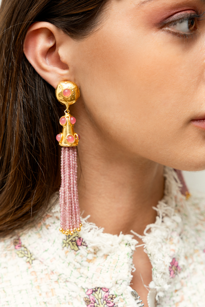 Earrings Sylvia Toledano Gio Earring in Pink Jade Sylvia Toledano