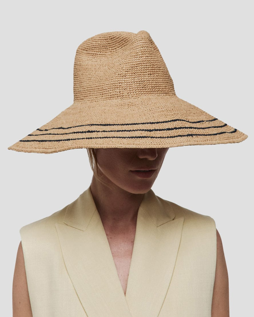 HATS Waverly Hat in Navy/Sand Janessa Leone