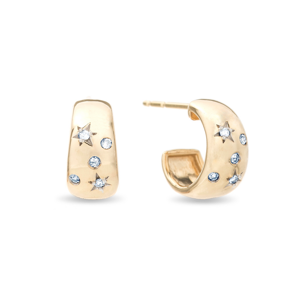 Earrings Adina Reyter Celestial Diamonds Huggies in Yellow Gold Adina Reyter