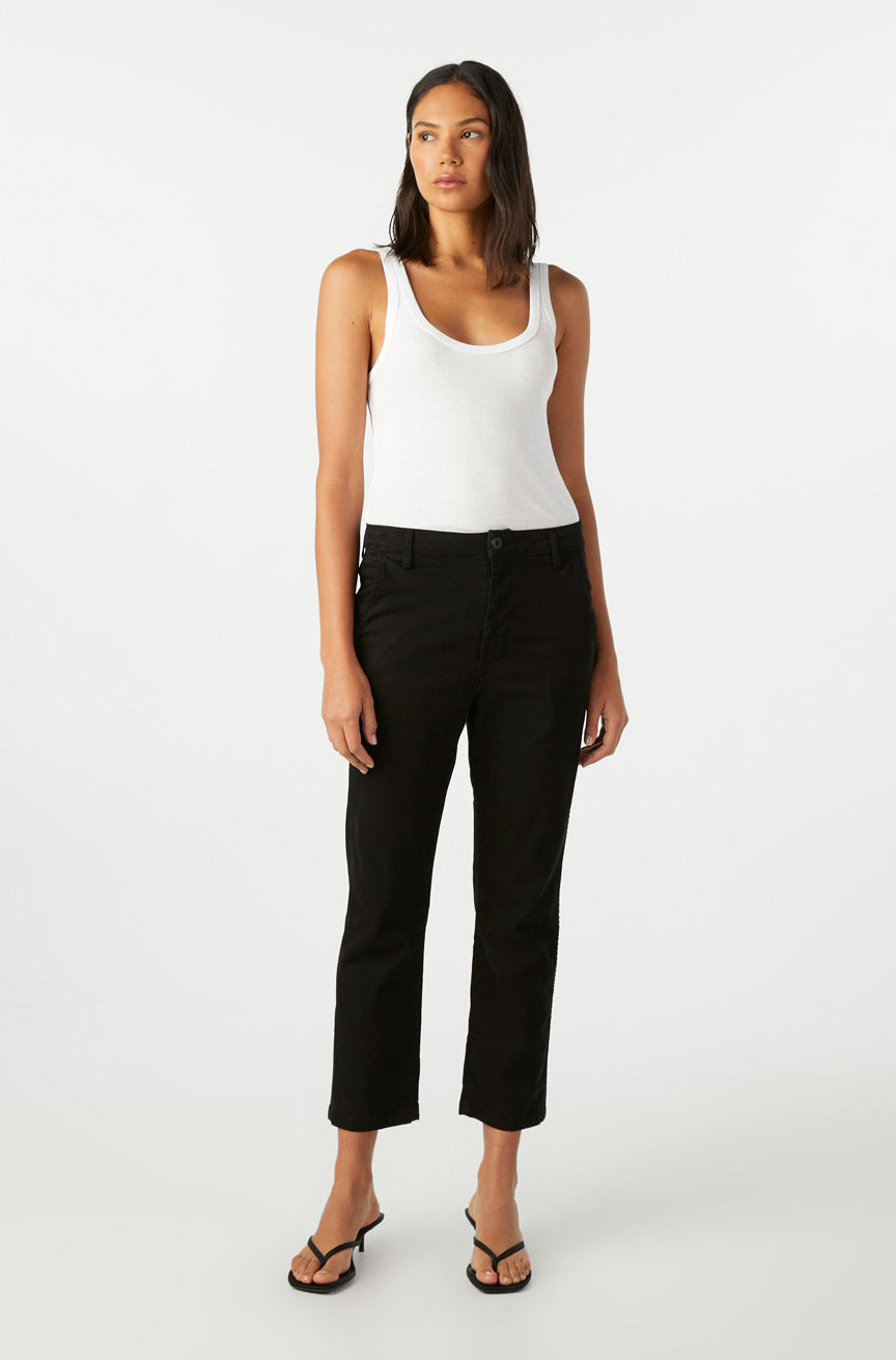 DENIM Easy Trouser Relaxed Crop Straight in Black AMO
