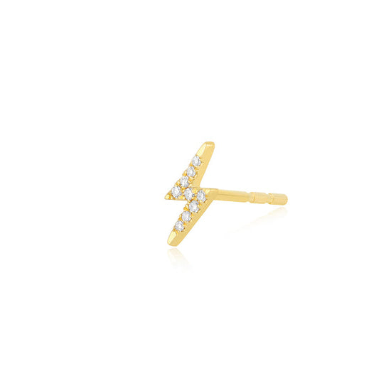 JEWELRY TS - 14K SINGLE MINI DIAMOND LIGHTNING BOLT STUD EARRING EF Collection