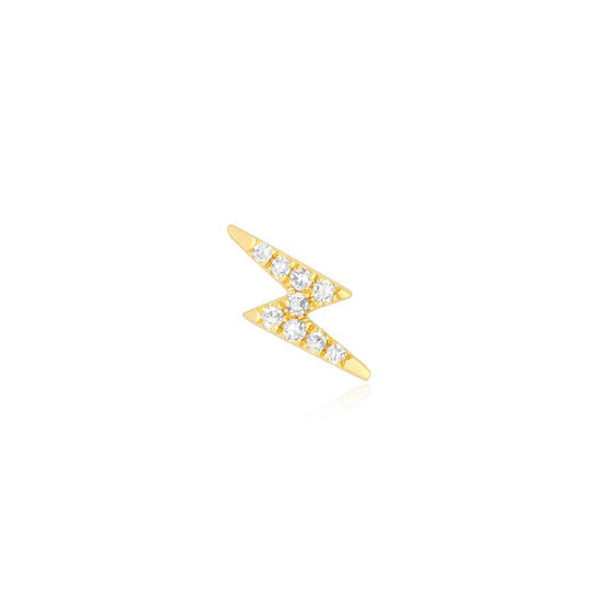 JEWELRY TS - 14K SINGLE MINI DIAMOND LIGHTNING BOLT STUD EARRING EF Collection