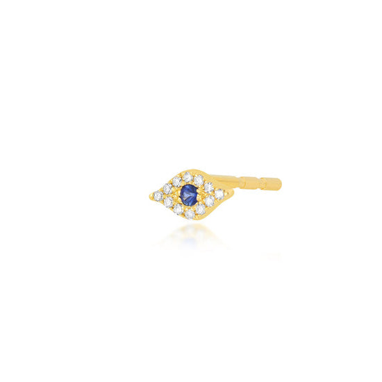 JEWELRY TS - 14K SINGLE MINI DIAMOND EVIL EYE STUD EARRING (SERAFINA FIRST) EF Collection