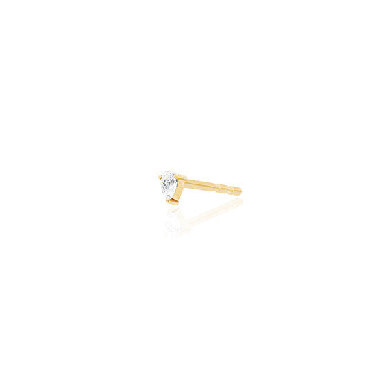 JEWELRY TS - 14K SINGLE MINI DIAMOND PEAR STUD EARRING EF Collection