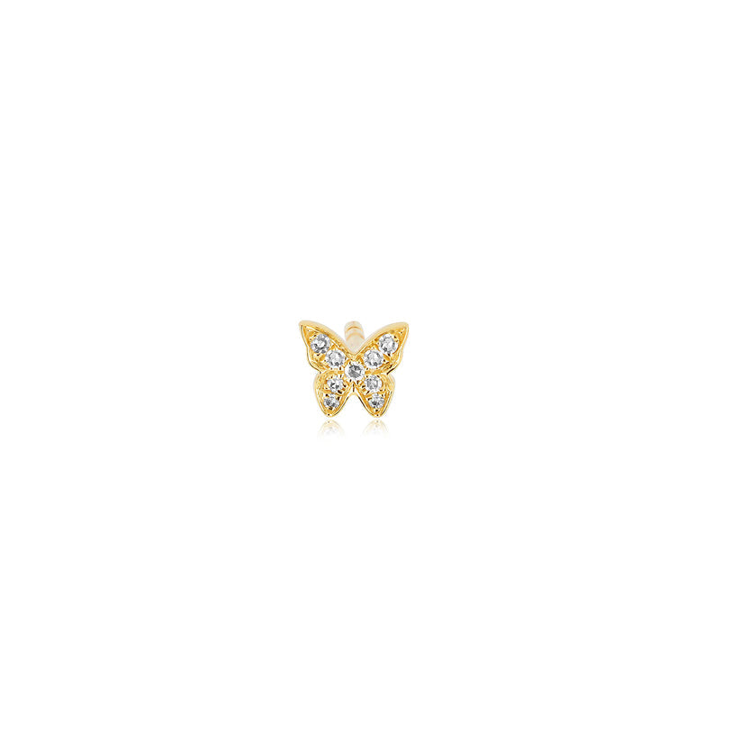 JEWELRY TS - 14K SINGLE BABY DIAMOND BUTTERFLY STUD EARRING EF Collection