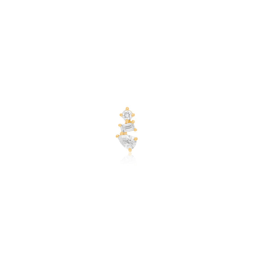 JEWELRY TS - 14K SINGLE MULTI FACETED DIAMOND STUD EARRING EF Collection