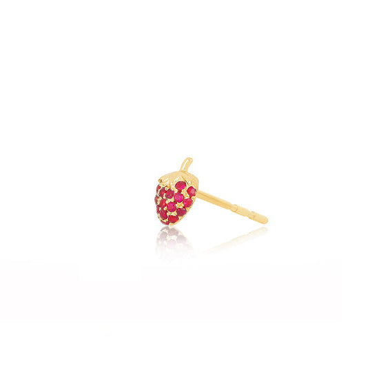 JEWELRY TS - 14K SINGLE RUBY MINI STRAWBERRY STUD EARRING EF Collection