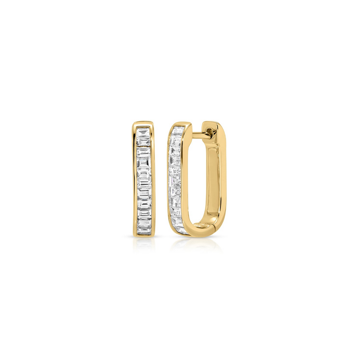 JEWELRY TS - 14K DIAMOND BAGUETTE JUMBO LOLA HOOP EARRINGS EF Collection