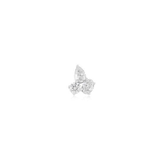 JEWELRY TS - 14K SINGLE TRIPLE DIAMOND CLUSTER STUD EARRING EF Collection