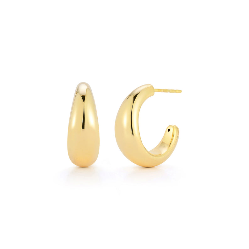 JEWELRY TS - 14K GOLD JUMBO DOME HOOP EARRINGS EF Collection