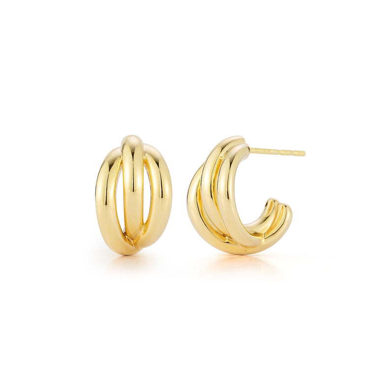 JEWELRY TS - 14K GOLD KNOT HUGGIE EARRINGS EF Collection