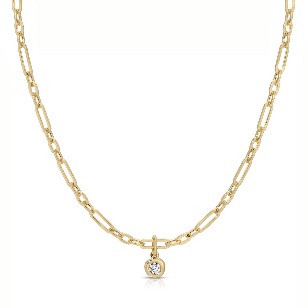JEWELRY Diamond Pillow Mini Mixed Chain Necklace in Yellow Gold EF Collection