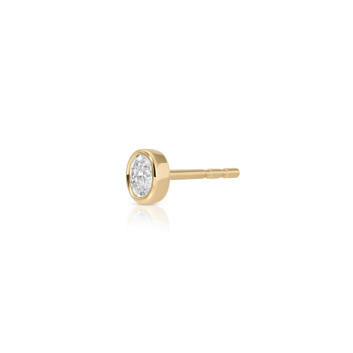 JEWELRY TS - 14K SINGLE BEZEL SET OVAL DIAMOND STUD EARRING EF Collection