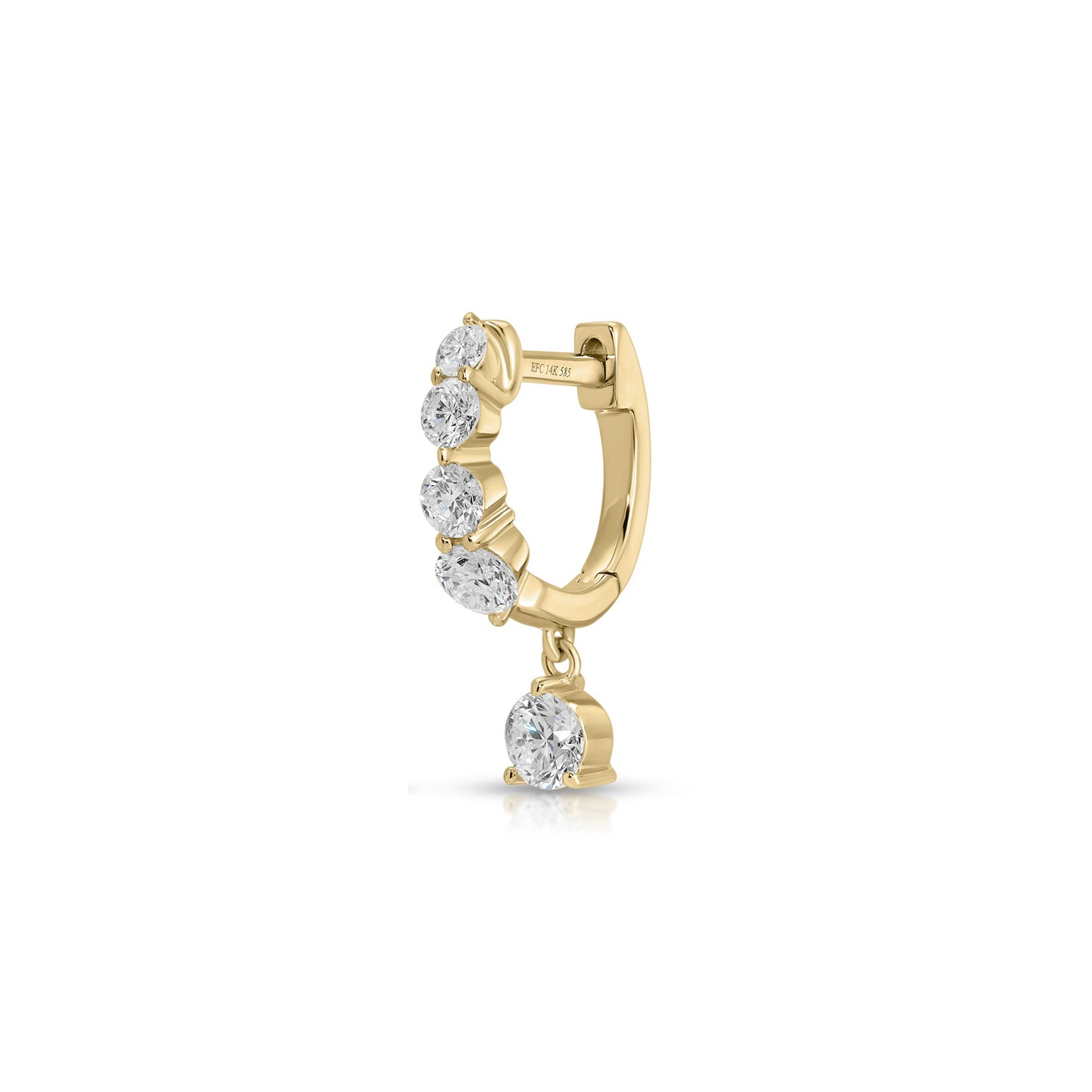 JEWELRY Graduated Diamond Drop Mini Huggies Earrings in Yellow Gold EF Collection