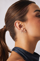 JEWELRY Graduated Diamond Drop Mini Huggies Earrings in Yellow Gold EF Collection