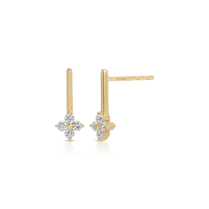 JEWELRY TS - 14K DIAMOND FLEUR BAR STUD EARRINGS EF Collection