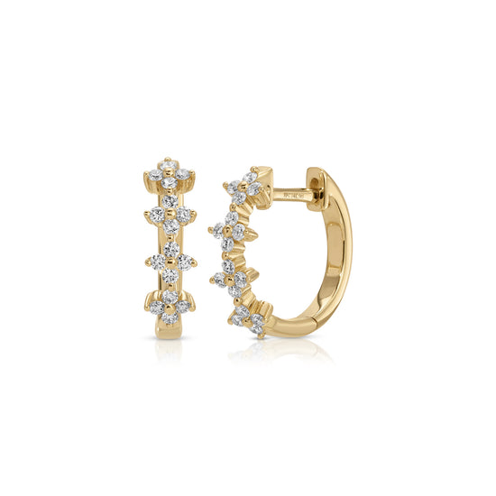 JEWELRY TS - 14K DIAMOND FLEUR HUGGIE EARRINGS EF Collection