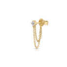 JEWELRY TS - 14K SINGLE SOLITAIRE DIAMOND CHAIN STUD EARRING EF Collection
