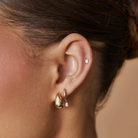 JEWELRY TS - 14K GOLD JUMBO DOME HOOP EARRINGS EF Collection