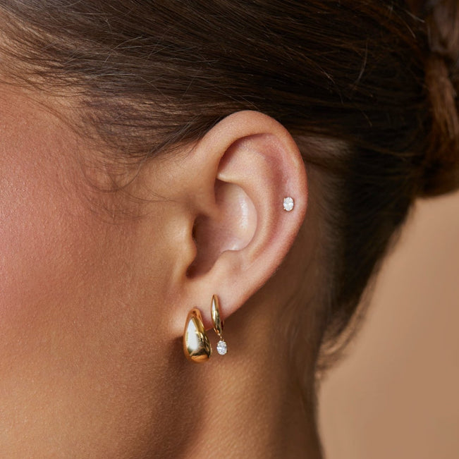 JEWELRY TS - 14K GOLD JUMBO DOME HOOP EARRINGS EF Collection