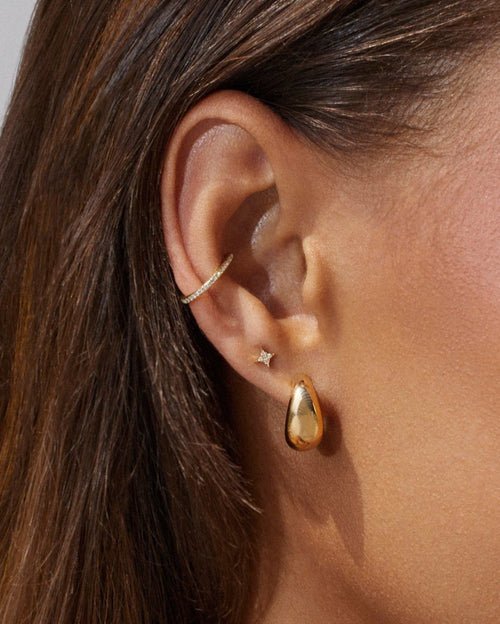 JEWELRY Large Single Diamond Ear Cuff in Yellow Gold EF Collection