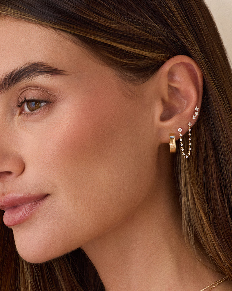 JEWELRY TS - 14K SINGLE DIAMOND FLEUR ARC STUD EARRING EF Collection
