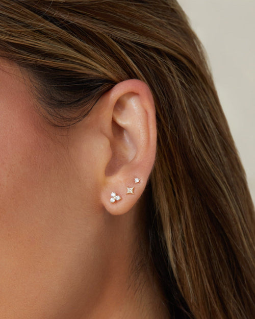 JEWELRY TS - 14K SINGLE DIAMOND TRIO STUD EARRING EF Collection