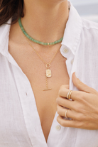JEWELRY Green Aventurine Rondelle Bead Necklace EF Collection