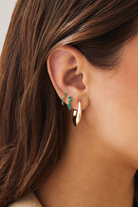 JEWELRY TS - JUMBO PRONG SET EMERALD MINI HUGGIE EARRINGS EF Collection