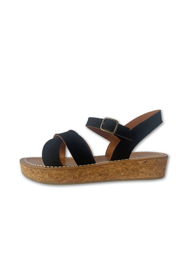 Shoes K. Jacques Platform Cross Sandal in Black K. Jacques
