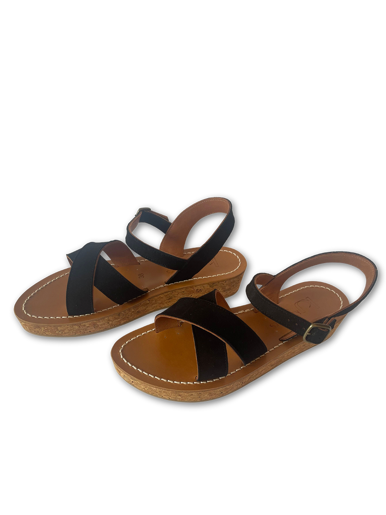 Shoes K. Jacques Platform Cross Sandal in Black K. Jacques