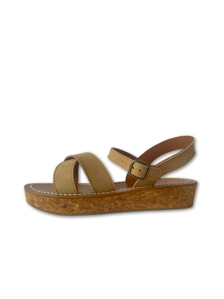 Shoes K. Jacques Platform Cross Sandal in Sand K. Jacques