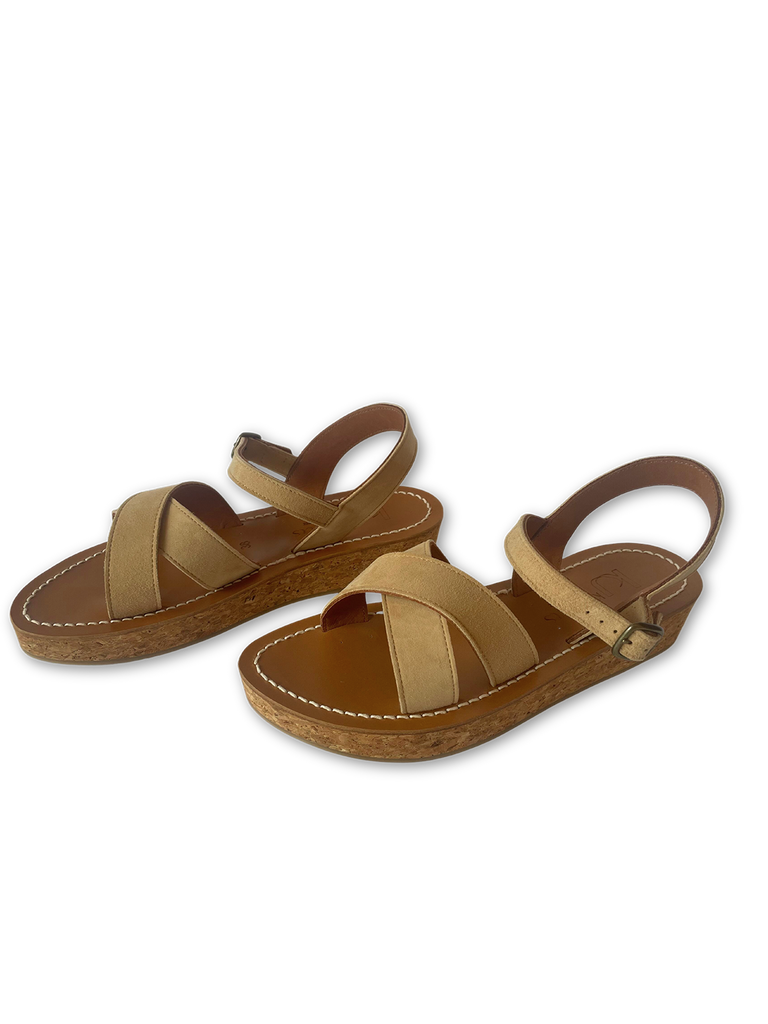 Shoes K. Jacques Platform Cross Sandal in Sand K. Jacques