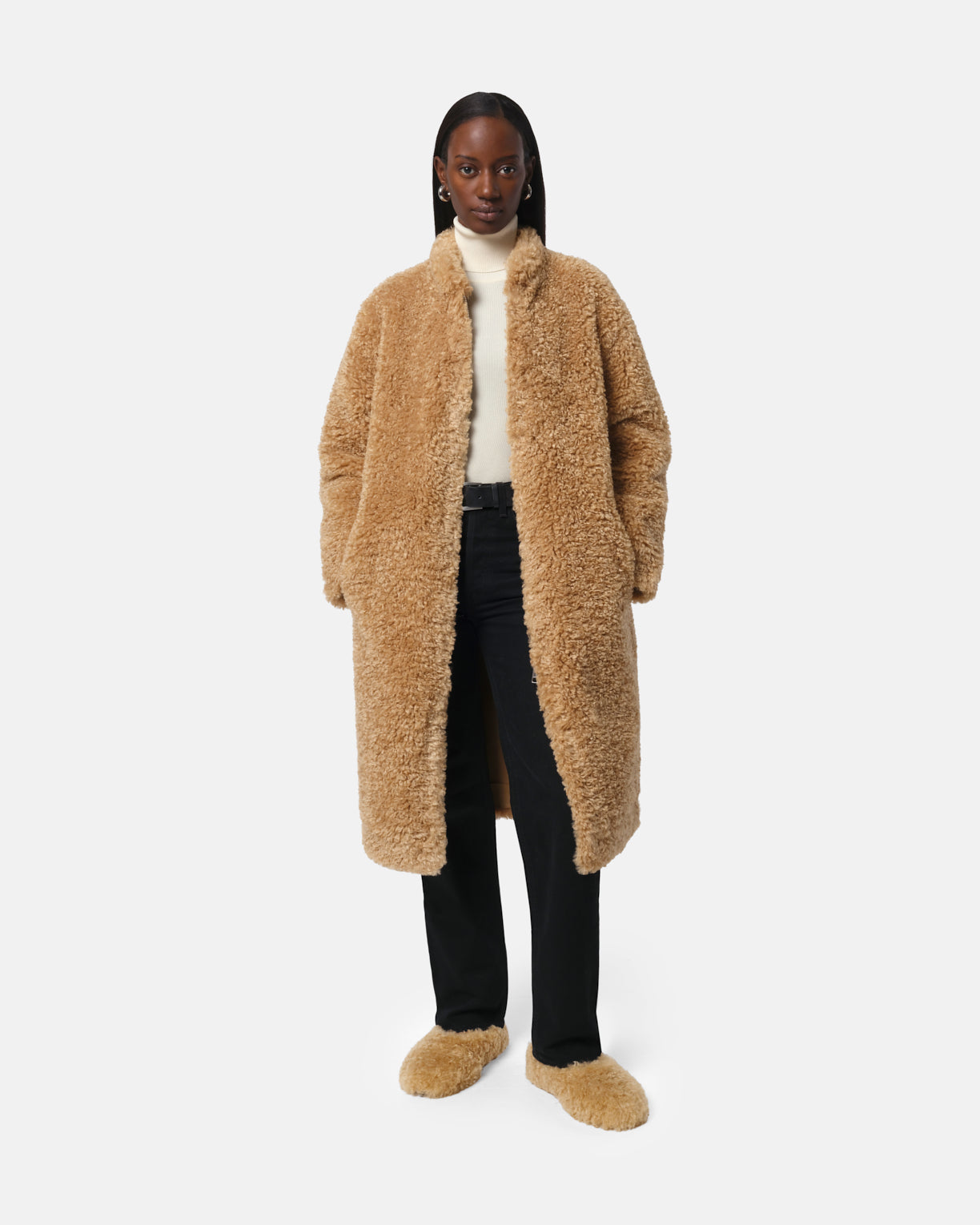 SHOES Magda Bouclette Flat Slipper in Camel Apparis