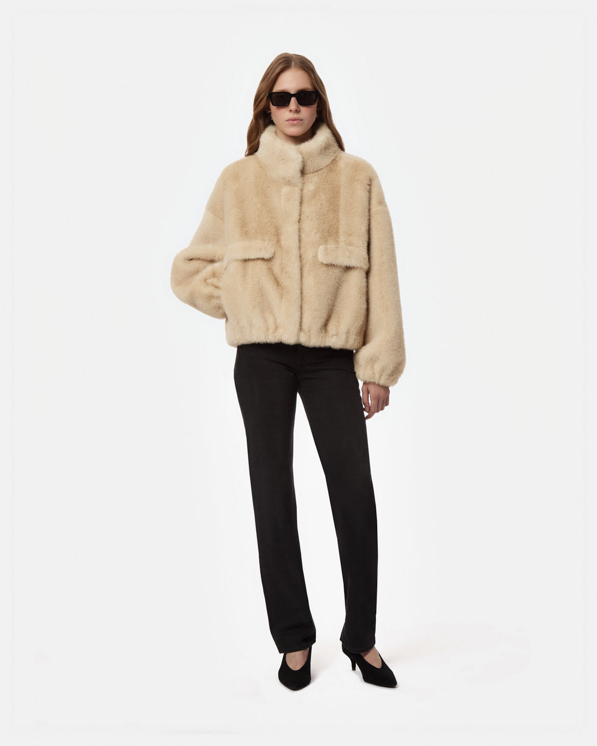 COATS/JACKET Iris Shaved Mink Bomber in Latte Multi Apparis