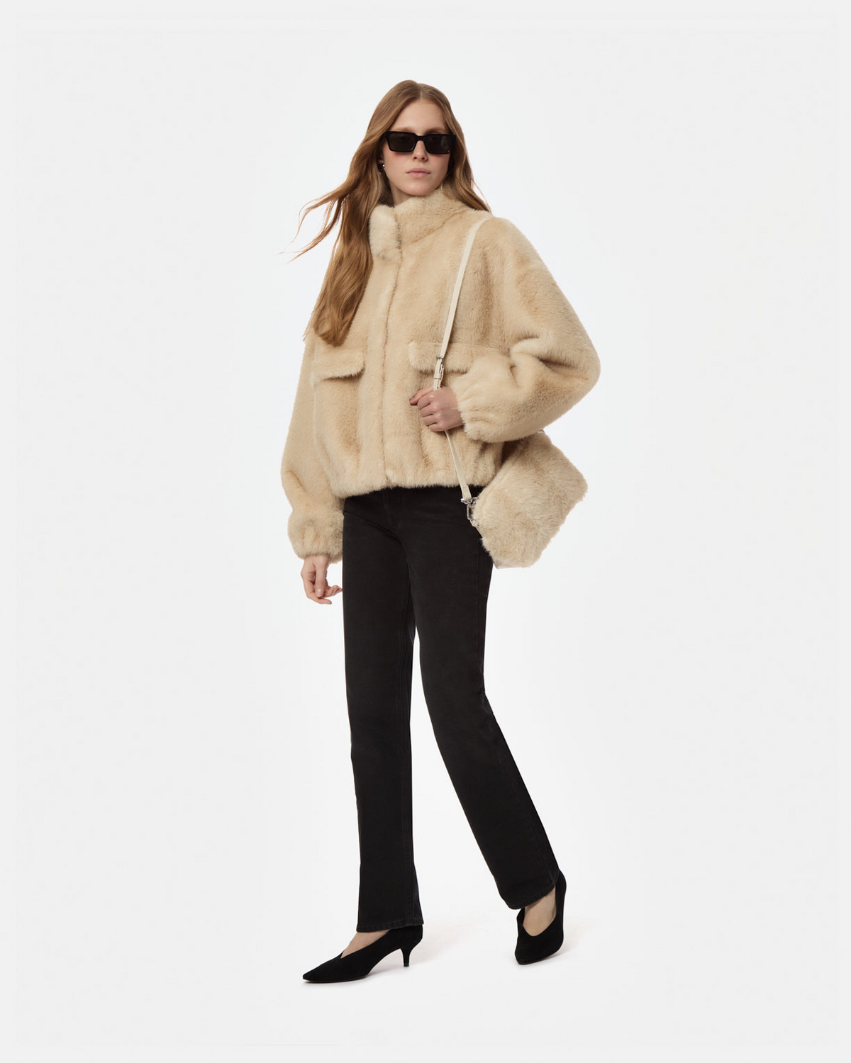 COATS/JACKET Iris Shaved Mink Bomber in Latte Multi Apparis