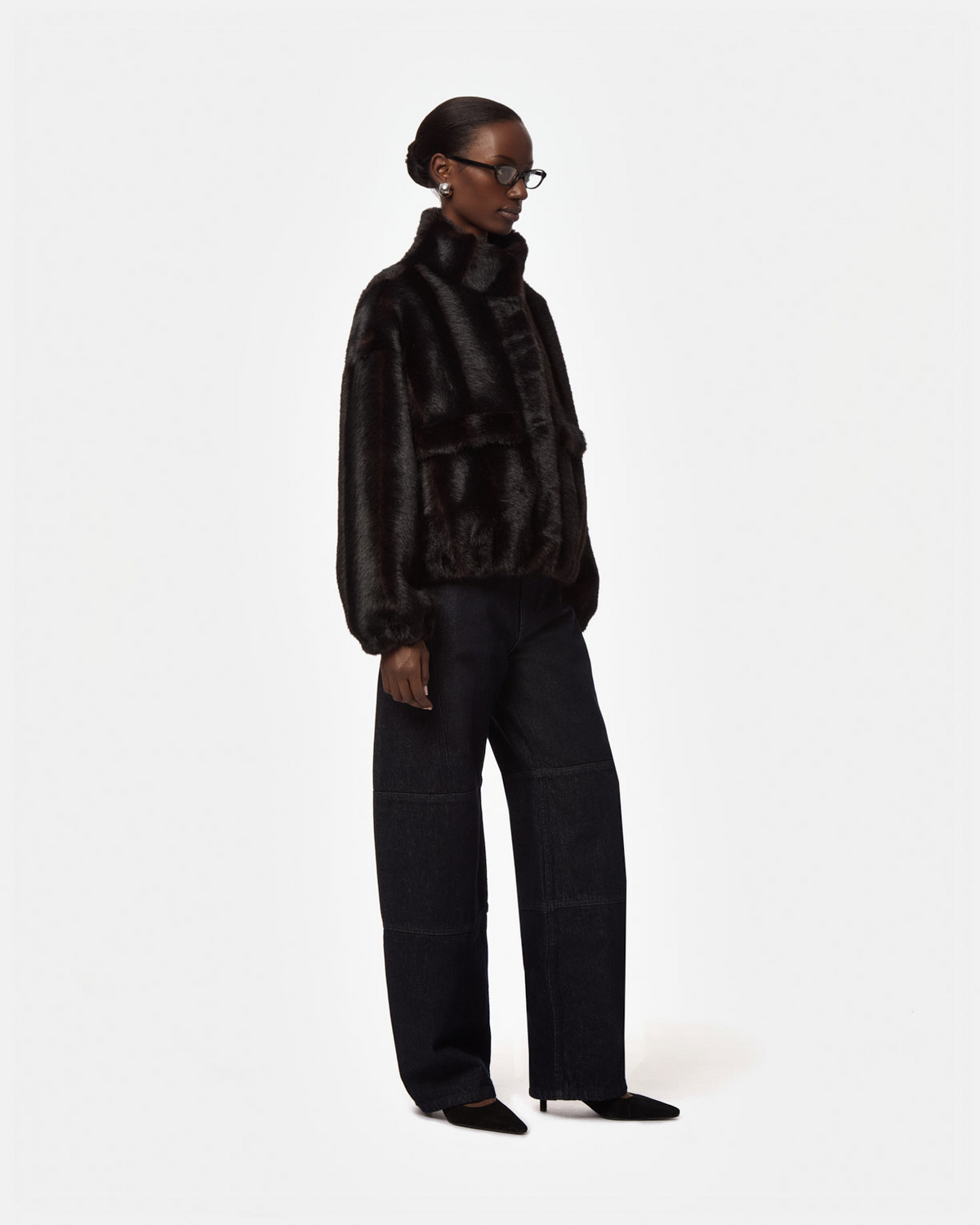 COATS/JACKET Iris Shaved Mink Bomber in Noir Multi Apparis