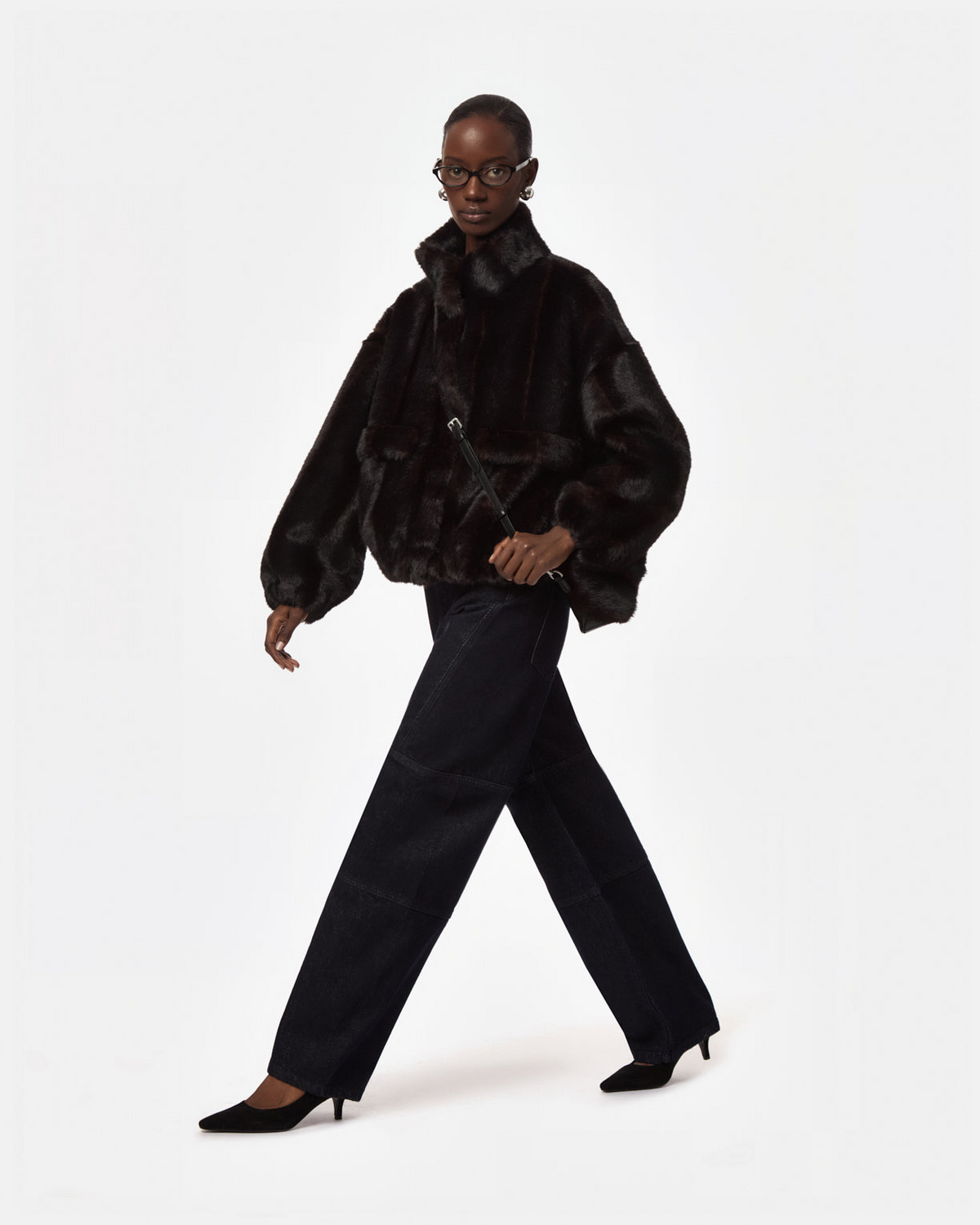 COATS/JACKET Iris Shaved Mink Bomber in Noir Multi Apparis