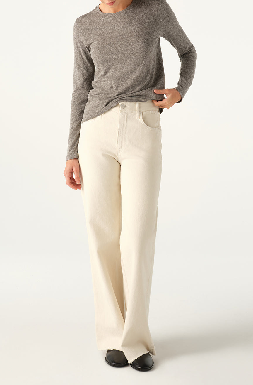 BLOUSES/SHIRTS/TOPS Drew Long Sleeve Tee in Heather Grey AMO