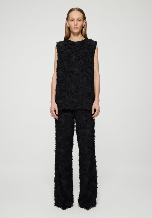 Tops Rohe Fringed Jacquard Top in Noir Rohe