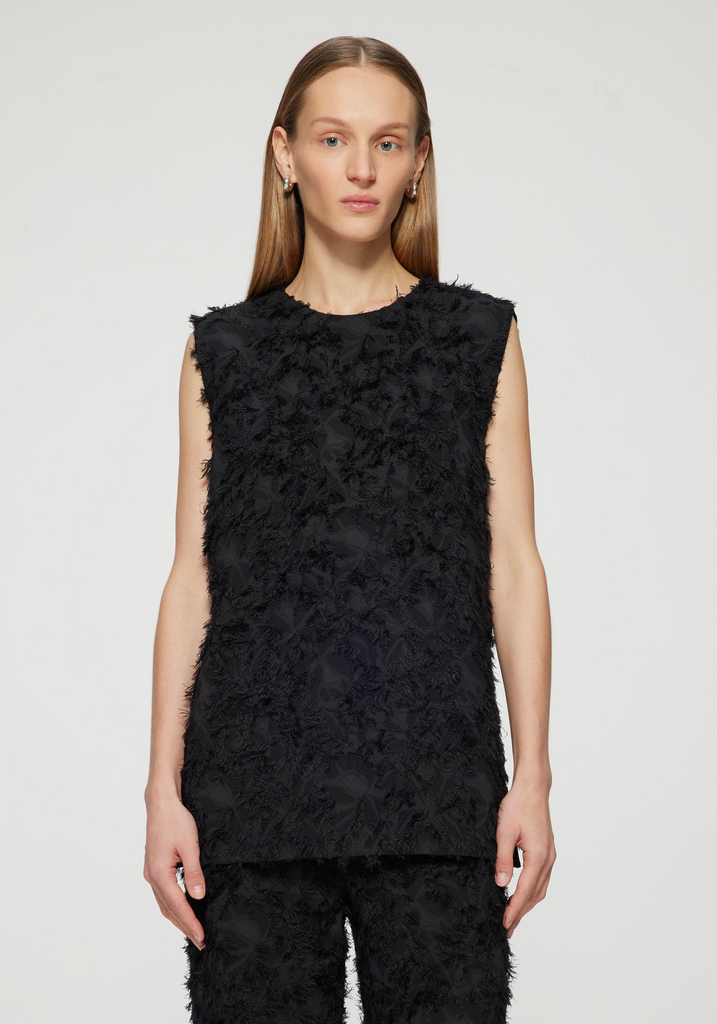 Tops Rohe Fringed Jacquard Top in Noir Rohe