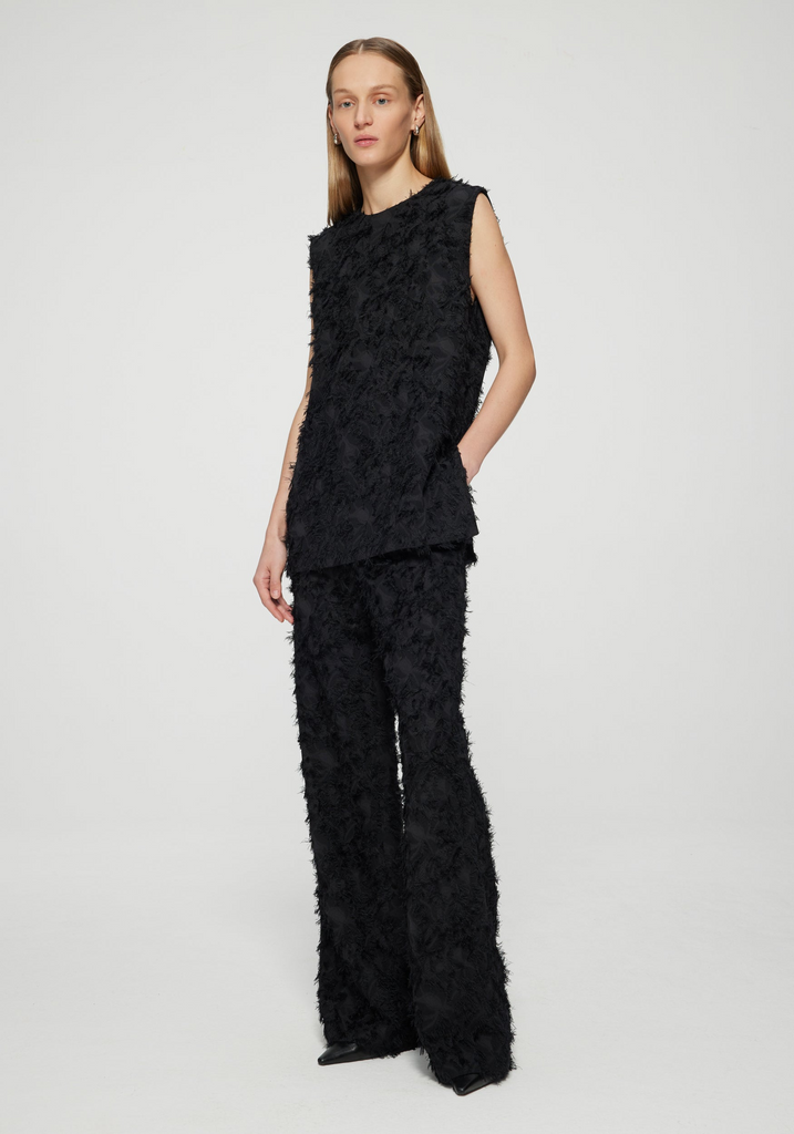 Tops Rohe Fringed Jacquard Top in Noir Rohe