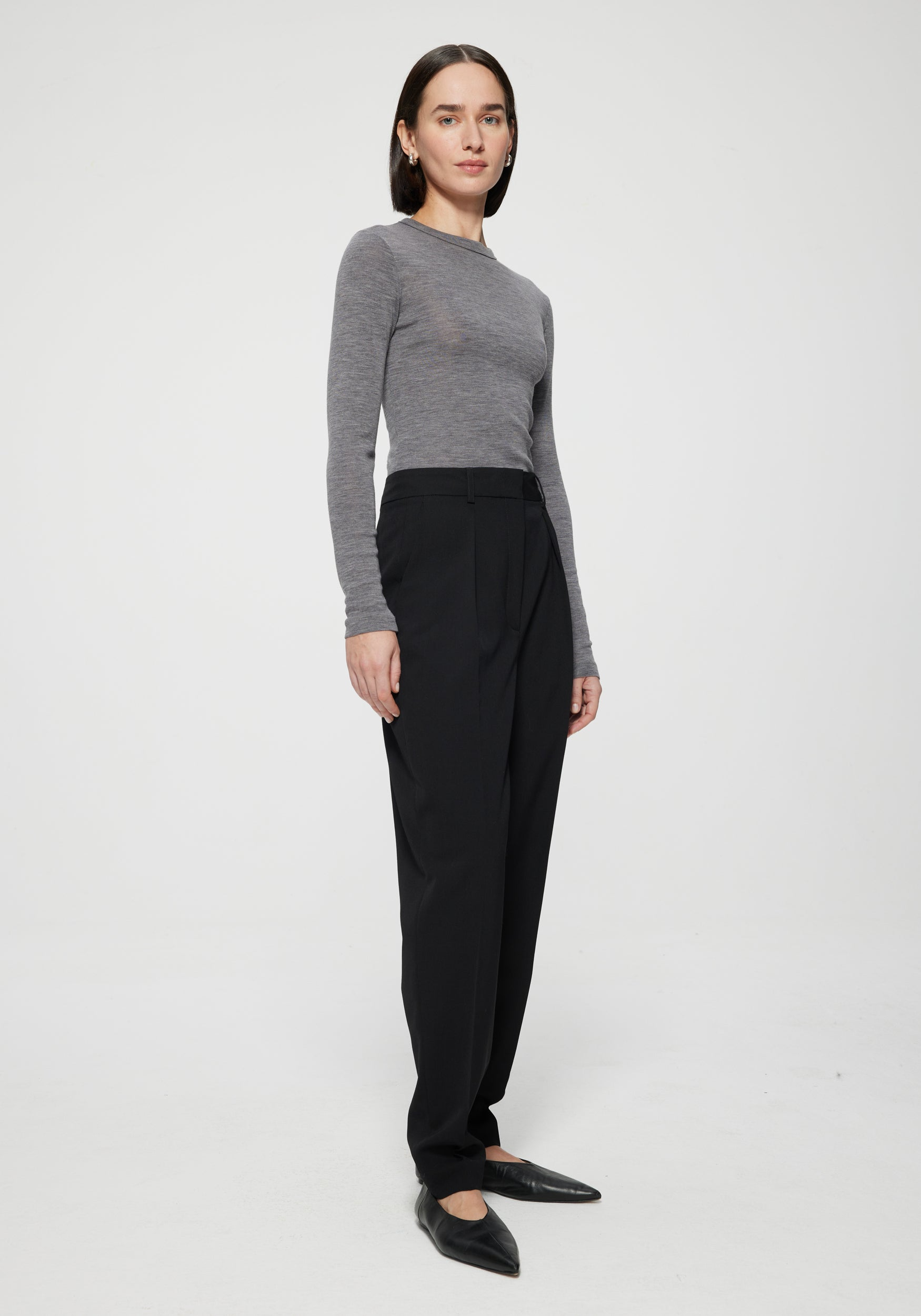 Tops Róhe Merino Long Sleeve in Grey Melange Rohe