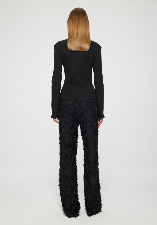 Pants Rohe Fringed Jacquard Trousers in Noir Rohe