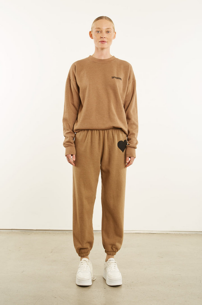Tops SPRWMN Tiny Logo Sweatshirt in Camel Sprwmn