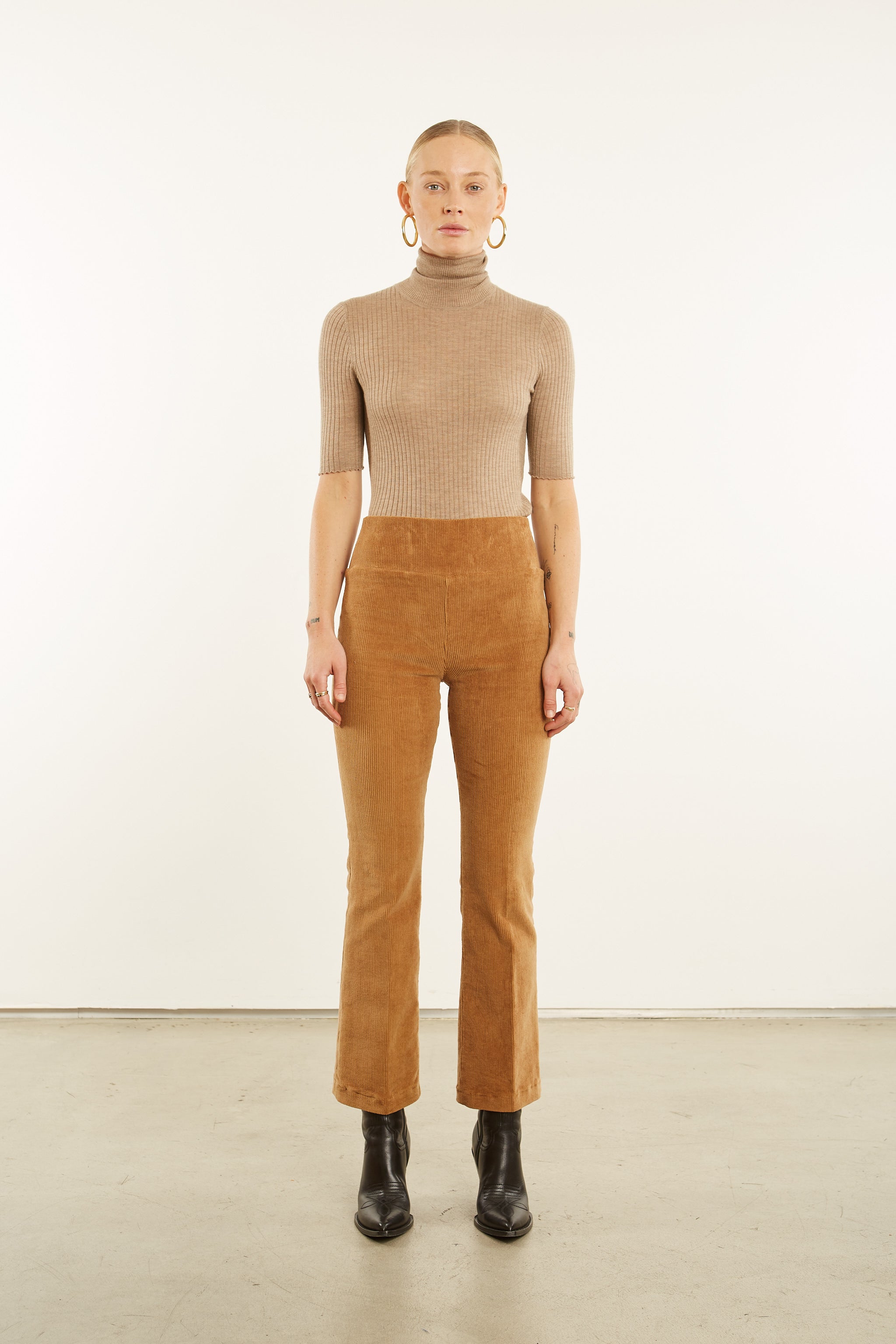 Ankle Flare Corduroy Pant in Camel – Serafina